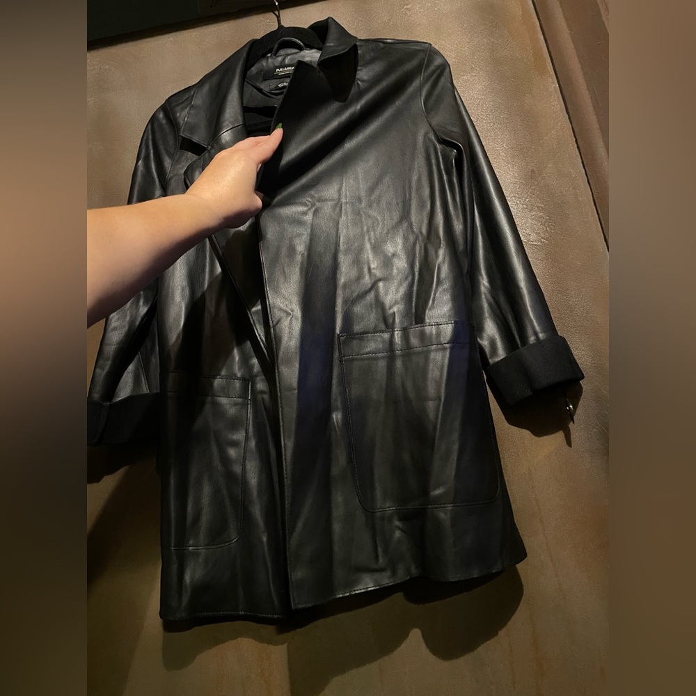 Pull&Bear Black Leather Women's Coat - Picture 4 of 8